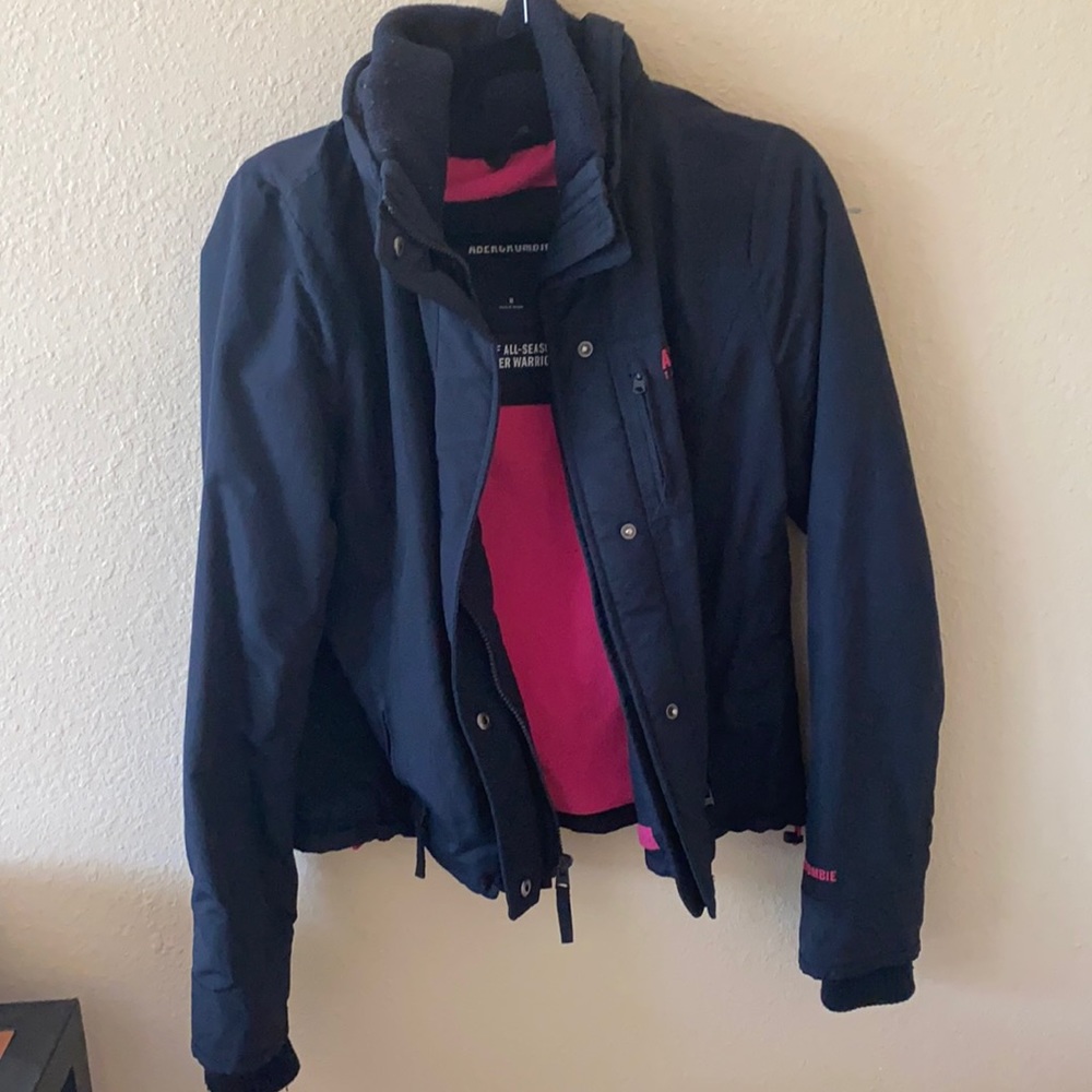 Navy blue with pink interior Abercrombie jacket